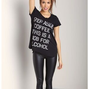 Rebel Yell Graphic Oversized Short Sleeve T-Shirt Tunic Black Women's Size XS